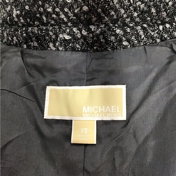 Michael Kors Black Gray Tweed Knee Length Coat - Picture 6 of 7
